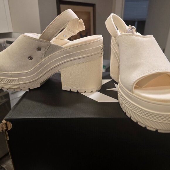 Chuck 70 De Luxe Heel Sandal Platform A13796C White Women's Size 9 NEW - Picture 3 of 13